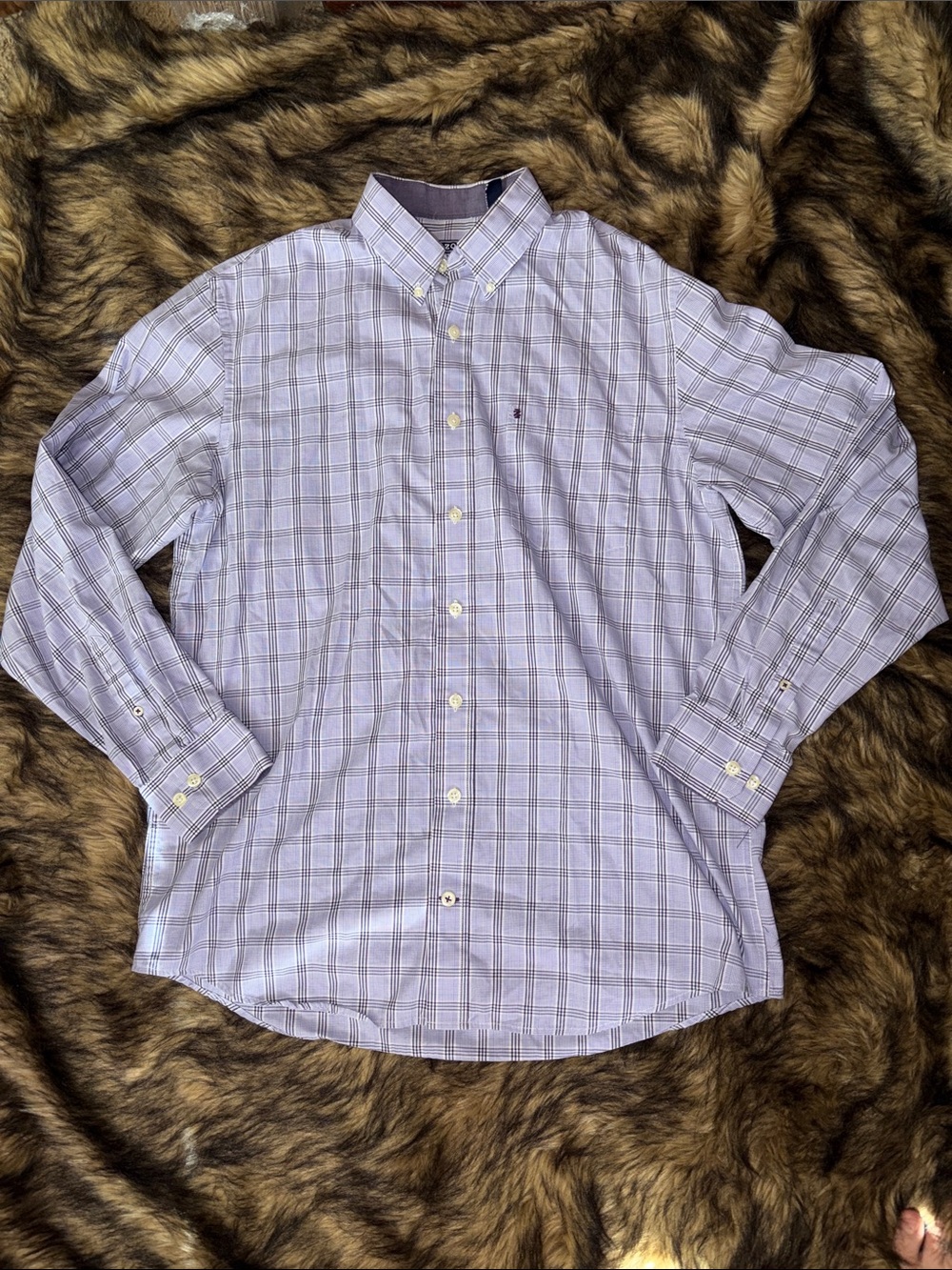 Izod Premium Essential’s -Lavender Plaid Button-Down Shirt Size Large Tall